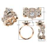 2.25 Carat (ctw) 14K Rose Gold Round White Cubic Zirconia Ladies Bridal Fashion Vintage Style Engagement Ring With Matching Band Set