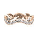 14K Rose Gold Round White Cubic Zirconia Ladies Bridal Fashion Vintage Style Engagement Ring With Matching Band Set