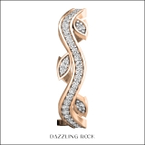 14K Rose Gold Round White Cubic Zirconia Ladies Bridal Fashion Vintage Style Engagement Ring With Matching Band Set