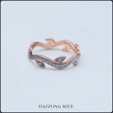 14K Rose Gold Round White Cubic Zirconia Ladies Bridal Fashion Vintage Style Engagement Ring With Matching Band Set