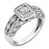 0.30 Carat (ctw) 18K White Gold Round Cut White Diamond Ladies Bridal Engagement Ring 1/3 CT
