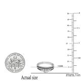 0.90 Carat (ctw) 10K White Gold Round White Sapphire Black & White Diamond Ladies 3 Stone Bridal Engagement Ring Set