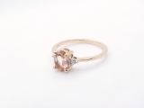 0.75 Carat (ctw) 10K Rose Gold Oval Cut Morganite & Round White Diamond Ladies Bridal Promise Engagement Ring 3/4 CT
