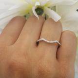 0.12 Carat (ctw) 10K White Gold Round Cut Diamond Ladies Anniversary Wedding Stackable Band Contour Guard Ring