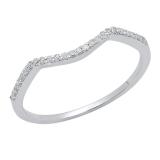 0.12 Carat (ctw) 14K White Gold Round Cut Diamond Ladies Anniversary Wedding Stackable Band Contour Guard Ring