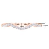 0.12 Carat (ctw) 18K Rose Gold Round Cut Diamond Ladies Anniversary Wedding Stackable Band Contour Guard Ring