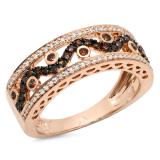 0.65 Carat (ctw) 14K Rose Gold Round Champagne & White Diamond Ladies Anniversary Ring Wedding Band