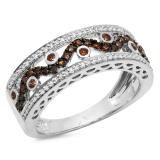 0.65 Carat (ctw) 14K White Gold Round Champagne & White Diamond Ladies Anniversary Ring Wedding Band