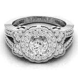 1.00 Carat (ctw) 10K White Gold Round Cut White Diamond Ladies Bridal Vintage Style Halo Engagement Ring 1 CT