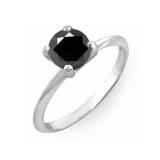 0.50 Carat (Ctw) Sterling Silver Round Black Diamond Ladies Bridal Engagement Solitaire Ring 1/2 CT