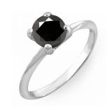 0.75 Carat (Ctw) Sterling Silver Round Black Diamond Ladies Bridal Engagement Solitaire Ring 3/4 CT