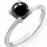2.50 Carat (Ctw) 14K White Gold Round Black Diamond Ladies Bridal Engagement Solitaire Ring