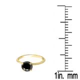 3.00 Carat (Ctw) 14K Yellow Gold Round Black Diamond Ladies Bridal Engagement Solitaire Ring
