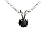 0.75 Carat (ctw) Sterling Silver Round Cut Black Diamond Ladies Solitaire Pendant (Chain Included) 3/4 CT
