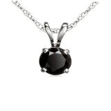 3.00 Carat (ctw) Sterling Silver Round Cut Black Diamond Ladies Solitaire Pendant (Chain Included) 3 CT