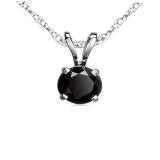 2.50 Carat (ctw) 10K White Gold Round Cut Black Diamond Ladies Solitaire Pendant (Silver Chain Included) 2 1/2 CT