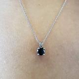 0.50 Carat (ctw) 14K White Gold Round Cut Black Diamond Ladies Solitaire Pendant (Silver Chain Included) 1/2 CT