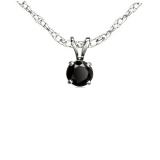 0.25 Carat (ctw) 18K White Gold Round Cut Black Diamond Ladies Solitaire Pendant (Silver Chain Included) 1/4 CT