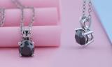 1.00 Carat (ctw) 18K White Gold Round Cut Black Diamond Ladies Solitaire Pendant (Silver Chain Included) 1 CT