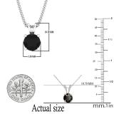 1.00 Carat (ctw) 18K White Gold Round Cut Black Diamond Ladies Solitaire Pendant (Silver Chain Included) 1 CT