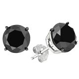 4.00 Carat (ctw) Sterling Silver Round Cut Black Diamond Ladies Stud Earrings