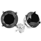6.00 Carat (ctw) 10K White Gold Round Cut Black Diamond Ladies Stud Earrings