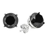 3.00 Carat (ctw) 14K White Gold Round Cut Black Diamond Ladies Stud Earrings