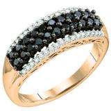 0.60 Carat (ctw) 10k Rose Gold Round Black & White Diamond Ladies Fashion Right Hand Band