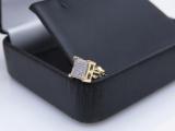 Round White Diamond V Prong Square Hip Hop Iced Unisex 1Pc Stud Earring (0.03 ctw, Color I-J, Clarity I2-I3) in 10K Yellow Gold in Screw Back