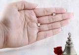 0.06 Carat (ctw) Yellow Plated Sterling Silver White Diamond V Prong Square Unisex Hip Hop Iced Push Back Stud Earrings