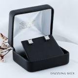 0.06 Ctw Natural Round White Diamond 4.5mm Square Hip Hop Iced Out Studs in 925 Sterling Silver, Screw Back,Unisex Design Ladies,Mens Real Diamond Earrings