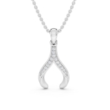 0.15 Carat (ctw) 14K White Gold Round Cut White Diamond Ladies Fashion Wishbone Pendant Necklace