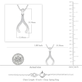 0.15 Carat (ctw) 14K White Gold Round Cut White Diamond Ladies Fashion Wishbone Pendant Necklace
