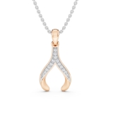 0.15 Carat (ctw) 18K Rose Gold Round Cut White Diamond Ladies Fashion Wishbone Pendant Necklace