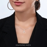 0.15 Carat (ctw) 18K Rose Gold Round Cut White Diamond Ladies Fashion Wishbone Pendant Necklace