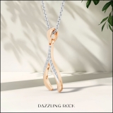 0.15 Carat (ctw) 18K Rose Gold Round Cut White Diamond Ladies Fashion Wishbone Pendant Necklace