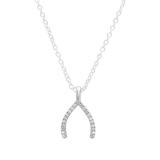 0.25 Carat (ctw) 14K White Gold Round Cut White Diamond Ladies Fashion Wishbone Necklace Pendant 1/4 CT