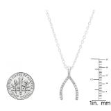 0.25 Carat (ctw) 14K White Gold Round Cut White Diamond Ladies Fashion Wishbone Necklace Pendant 1/4 CT
