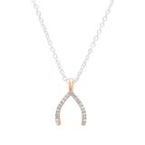 0.25 Carat (ctw) 18K Rose Gold Round Cut White Diamond Ladies Fashion Wishbone Necklace Pendant 1/4 CT