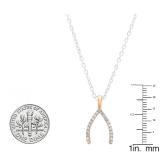 0.25 Carat (ctw) 18K Rose Gold Round Cut White Diamond Ladies Fashion Wishbone Necklace Pendant 1/4 CT