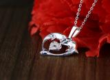 0.05 Carat (ctw) 18K White Gold Round White Diamond Ladies Heart Shape Double Dolphin Pendant