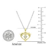 0.05 Carat (ctw) 18K Yellow Gold Round White Diamond Ladies Heart Shape Double Dolphin Pendant