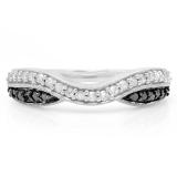 0.30 Carat (ctw) 14K White Gold Round Black & White Diamond Ladies Anniversary Wedding Band Stackable Ring 1/3 CT