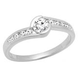 0.45 Carat (ctw) 10K White Gold Round White Diamond Ladies Twisted Bridal Engagement Promise Ring 1/2 CT