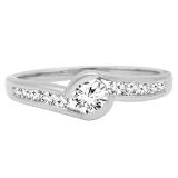 0.45 Carat (ctw) 10K White Gold Round White Diamond Ladies Twisted Bridal Engagement Promise Ring 1/2 CT