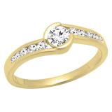 0.45 Carat (ctw) 10K Yellow Gold Round White Diamond Ladies Twisted Bridal Engagement Promise Ring 1/2 CT