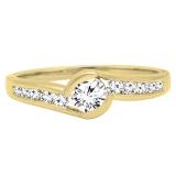 0.45 Carat (ctw) 10K Yellow Gold Round White Diamond Ladies Twisted Bridal Engagement Promise Ring 1/2 CT