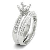 0.50 Carat (ctw) 14K White Gold Round White Diamond Ladies Semi Mount Bridal Engagement Ring Set 1/2 CT (No Center Stone)