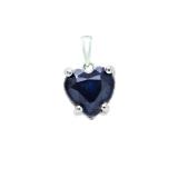 0.65 Carat (ctw) 10K White Gold Heart Cut Blue Sapphire Ladies Heart Shaped Pendant