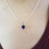 0.65 Carat (ctw) 10K White Gold Heart Cut Blue Sapphire Ladies Heart Shaped Pendant